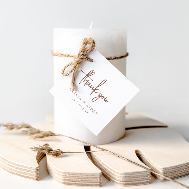 Étiquettes Cadeau Rouille | Moderne écriture manuscrite Mariage Merc (Créateur téléchargé)