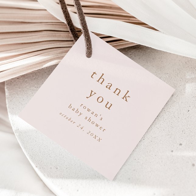 Étiquettes Cadeau ROWAN rose Russe Baby shower simple Merci (ROWAN Pink Rustic Simple Baby Shower Thank You Favor Tags)