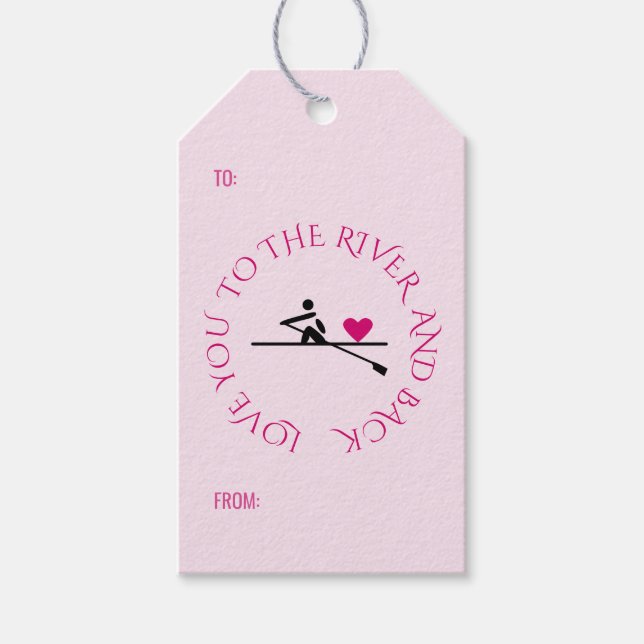 Étiquettes-cadeau Rower romantique texte personnalisé coeur rose (Devant)