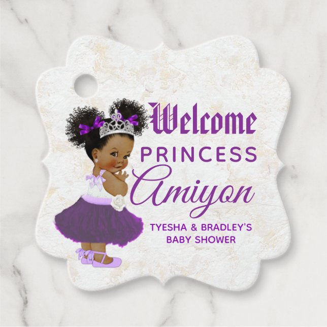 Étiquettes Cadeau Royal African Princess Purple & Lavender Marble (Devant)