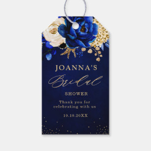 Étiquettes-cadeau Royal Bleu Jaune Or Métallurgique Floral Mariage G