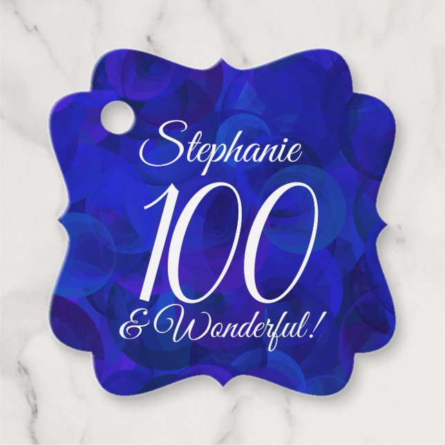 Étiquettes Cadeau Royal Blue 100 et merveilleuse fête d'anniversaire (Devant)