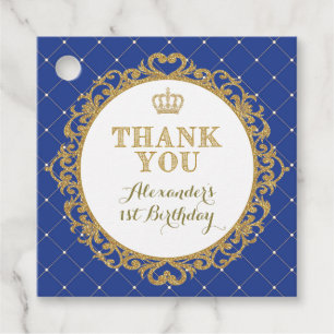 Étiquettes Cadeau Royal Blue Crown Prince Merci Garçons Anniversaire