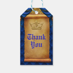 Étiquettes-cadeau Royal Blue & Gold Drapes Scroll Wedding Favor
