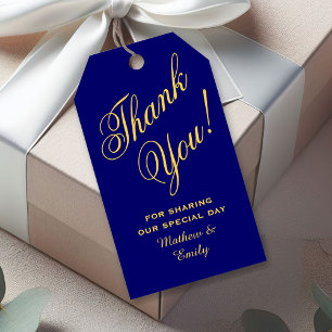 Étiquettes-cadeau Royal Blue Gold Merci mariage Faveur