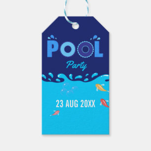 Étiquettes-cadeau Royal Blue Summer Pool fête d'anniversaire