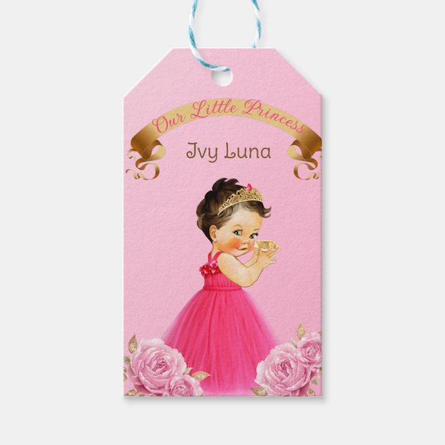 Étiquettes-cadeau Royal Princess Castle Carriage Rose Gold Girl (Devant)