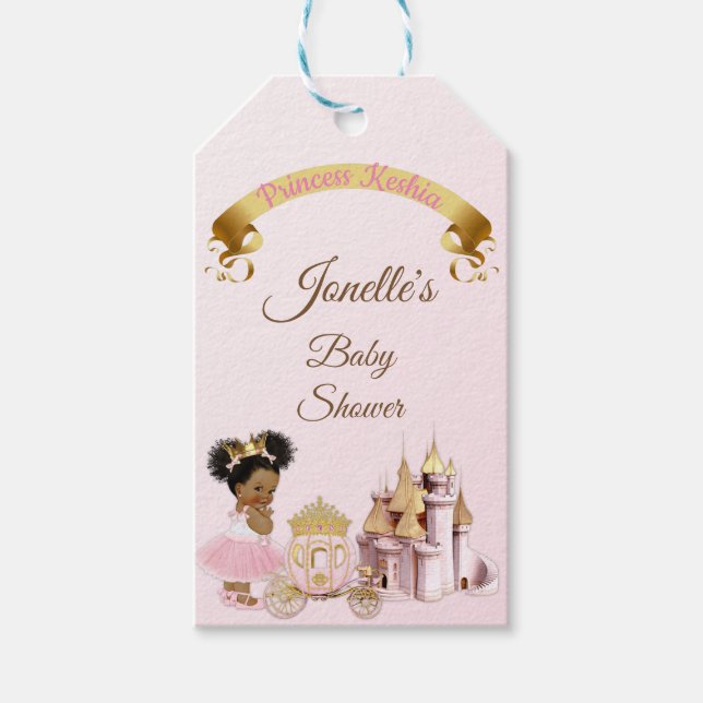 Étiquettes-cadeau Royal Princess Castle Carriage Rose Gold Girl (Devant)