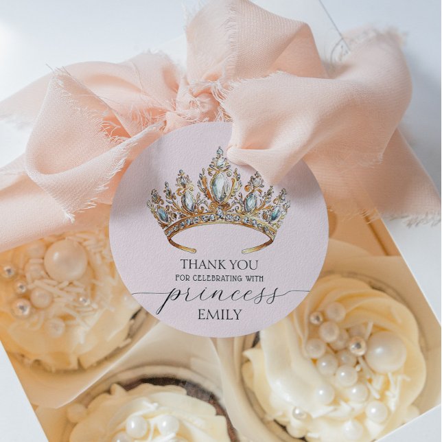 Étiquettes Cadeau Royal Princess Crown Girl Birthday Party (Créateur téléchargé)