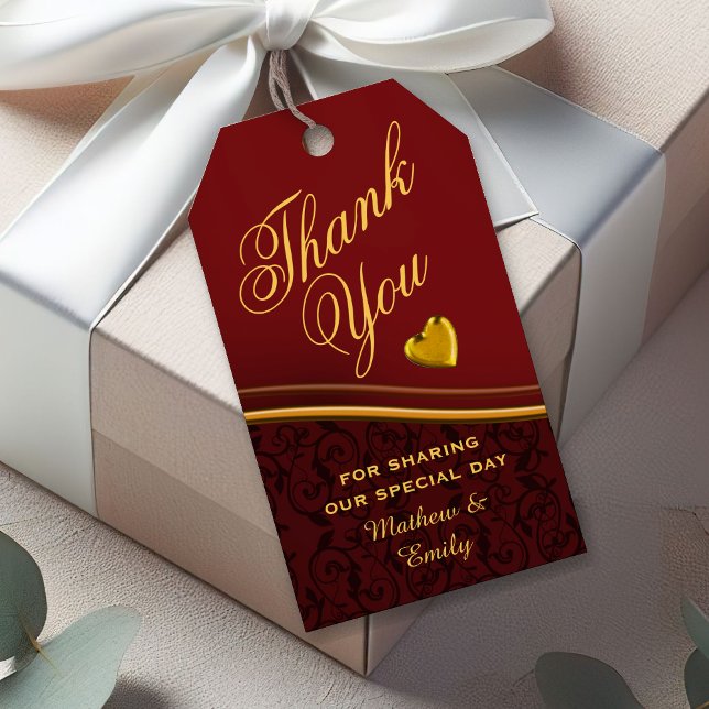 Étiquettes-cadeau Royal Rouge Personnalisé Merci Mariage Faveur (Créateur téléchargé)