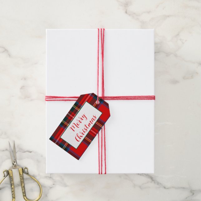 Étiquettes-cadeau Royal Stewart Christmas Plaid PERSONNALISER H (With Twine)