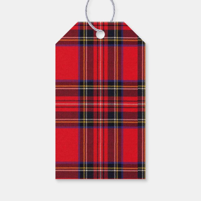 Étiquettes-cadeau Royal Stewart tartan rouge noir plaid (Dos)