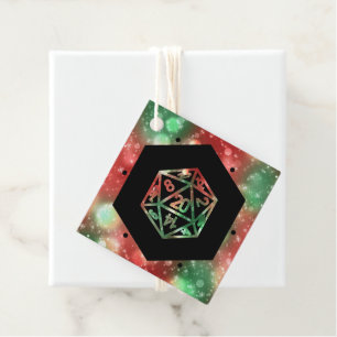Étiquettes Cadeau RPG Dice Red and Green Tabletop PnP Role Player