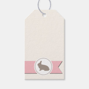 Étiquettes-cadeau Ruban de rose de lapin de chocolat