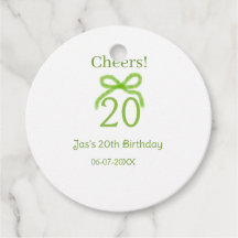 ruban vert 20e anniversaire aquarelle nom gras rét