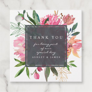 Étiquettes Cadeau Ruby Pink Peony Merci Mariage végétal