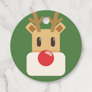 Étiquettes Cadeau Rudolph le renne à nez rouge