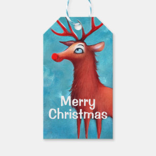Étiquettes-cadeau Rudolph, renne à nez rouge