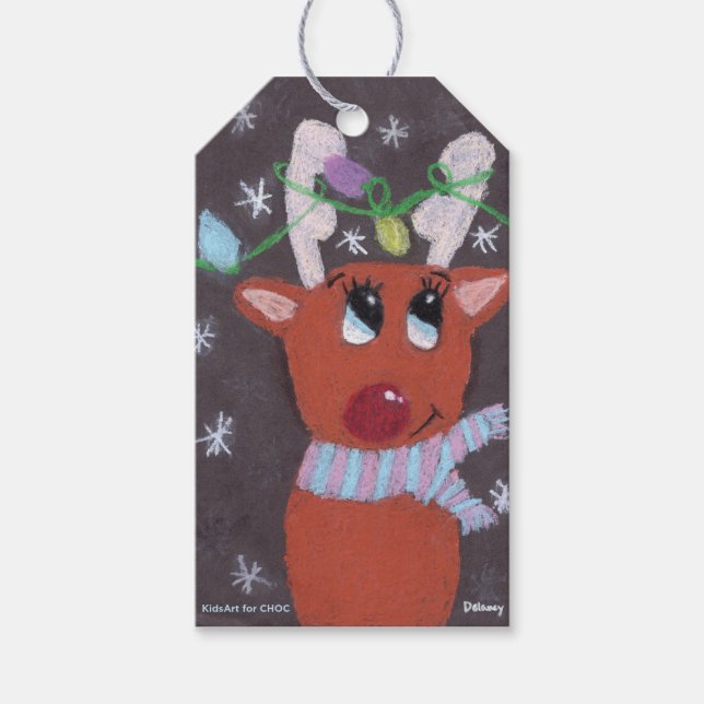 Étiquettes-cadeau Rudolph's Sparkly Antlers - KidsArt for CHOC  (Devant)