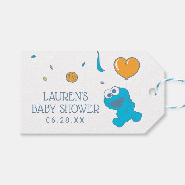 Étiquettes-cadeau Rue Sésame | Baby shower Monster de cookies (Devant (Horizontal))