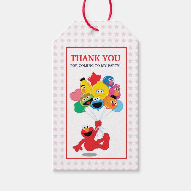 Étiquettes-cadeau Rue Sésame | Elmo et Pals - Ballons d'anniversaire (Devant)