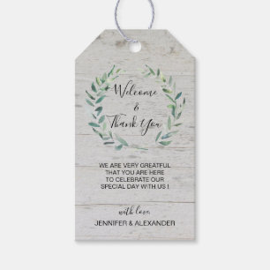 Étiquettes-cadeau Russe aquarelle feuille bois mariage de bienvenue
