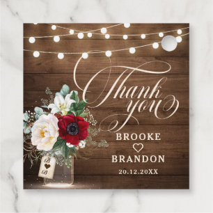 Étiquettes Cadeau Russe Bourgogne Floral Mason Jar Mariage