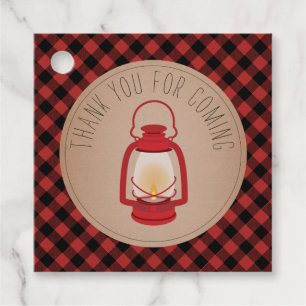Étiquettes Cadeau Russe Buffalo Plaid Red Lantern Merci