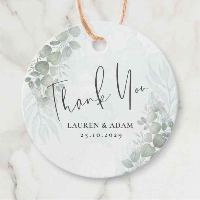 Étiquettes Cadeau Russe Eucalyptus Sage Mariage vert (Devant)