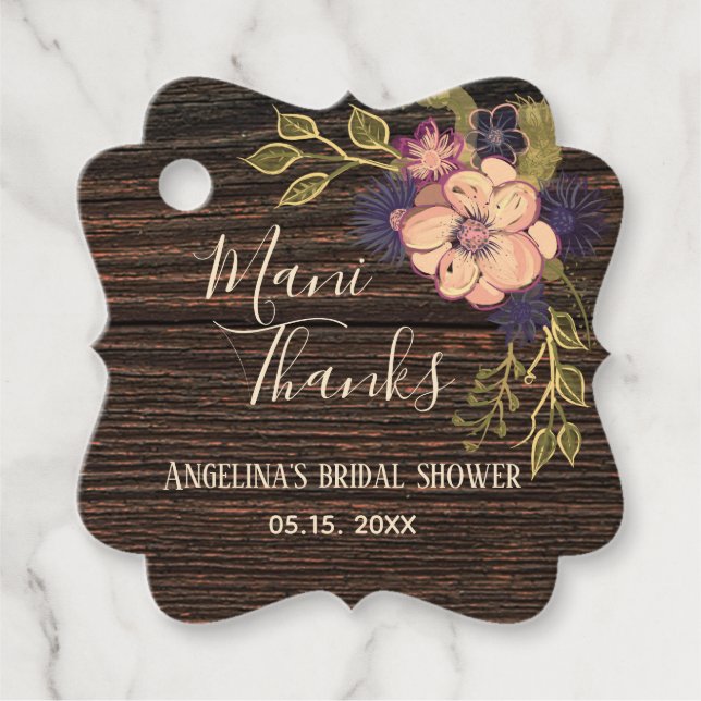 Étiquettes Cadeau Russe Floral Bridal Showe Merci (Devant)