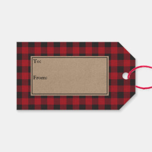 Étiquettes-cadeau Russe Holiday Red Buffalo Plaid Kraft