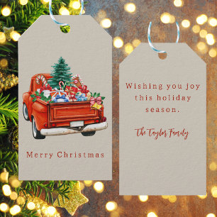 Étiquettes-cadeau Russe Vintage Camion Rouge Noël