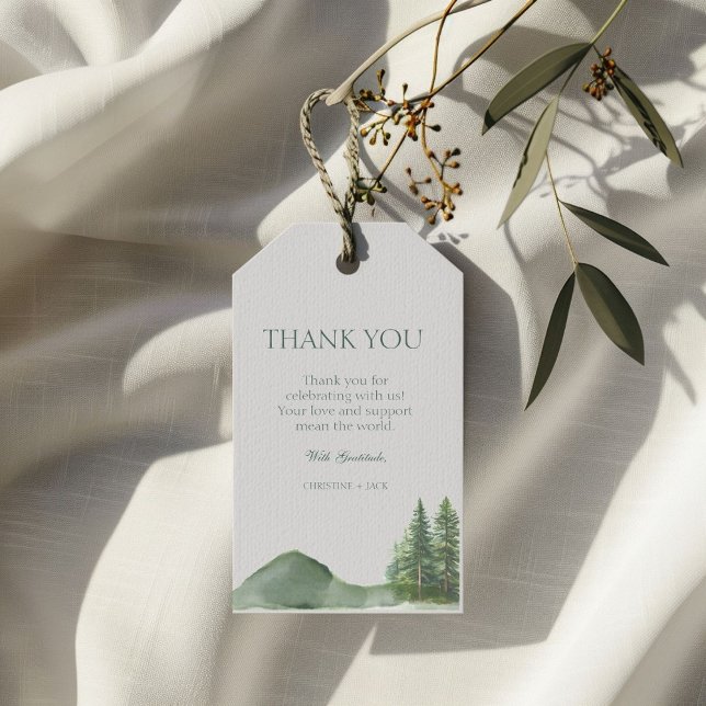 Étiquettes-cadeau Russe Woodland Mountain Forest Pine Mariage Merci (Créateur téléchargé)