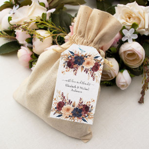 Étiquettes-cadeau Rust Terracotta Marine Crème Mariage Floral