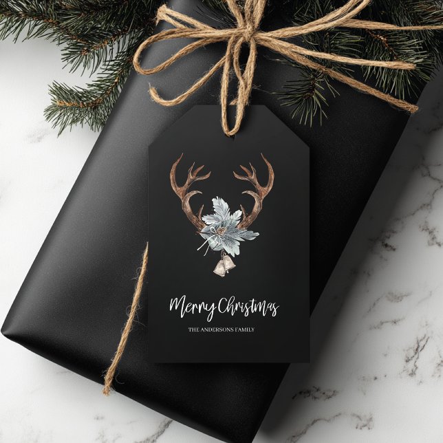 Étiquettes-cadeau Rustic Antler & Foliage Christmas (Créateur téléchargé)
