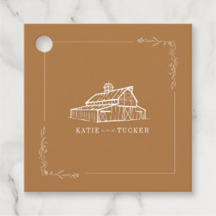 Étiquettes Cadeau Rustic Barn Goldenrod Mariage de automne agricole