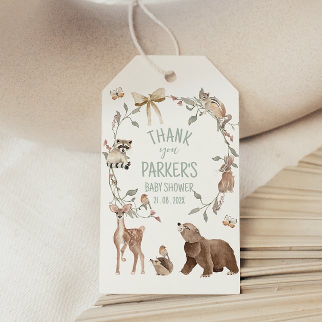 Étiquettes-cadeau Rustic Brown Woodland Baby Shower  (Gender Neutral Woodland Baby Shower Tag, Woodland Animal Baby Shower Tag, Rustic Woodland Tag)