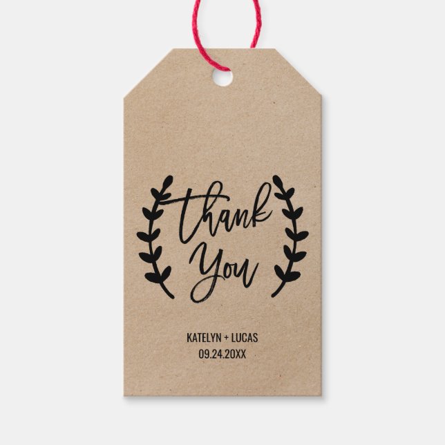 Étiquettes-cadeau Rustic Chic Faux Kraft Merci Favoriser Tags (Devant)