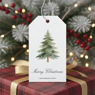 Étiquettes-cadeau Rustic Christmas Green Tree | Merry Christmas Gift