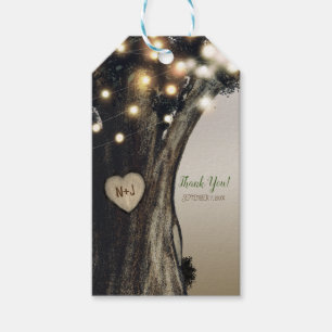 Étiquettes-cadeau Rustic Country Tree & Lights Moderne Mariage de gr