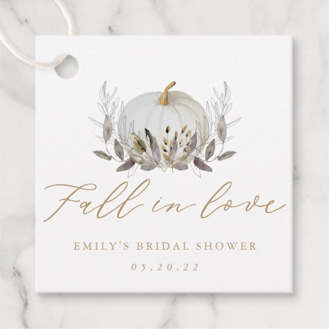 Étiquettes Cadeau Rustic Elegant Fall in Love Mariage Fête des marié (Devant)