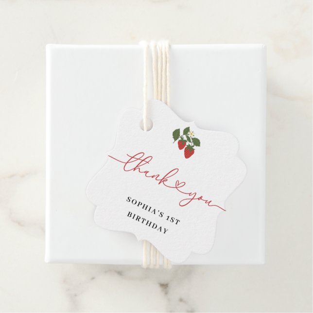 Étiquettes Cadeau Rustic Elegant Girl's Berry Premier anniversaire (En situation)