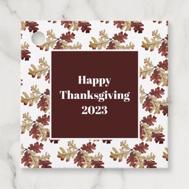 Étiquettes Cadeau Rustic Fall quitte Autumn Folid Thanksgiving (Devant)