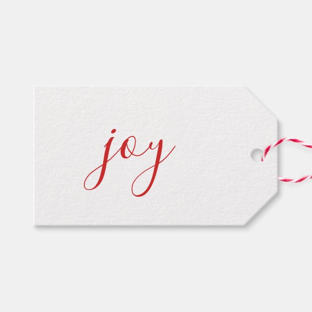 Étiquettes-cadeau Rustic Farmhouse Papier Joie Script Noël (Devant (Horizontal))