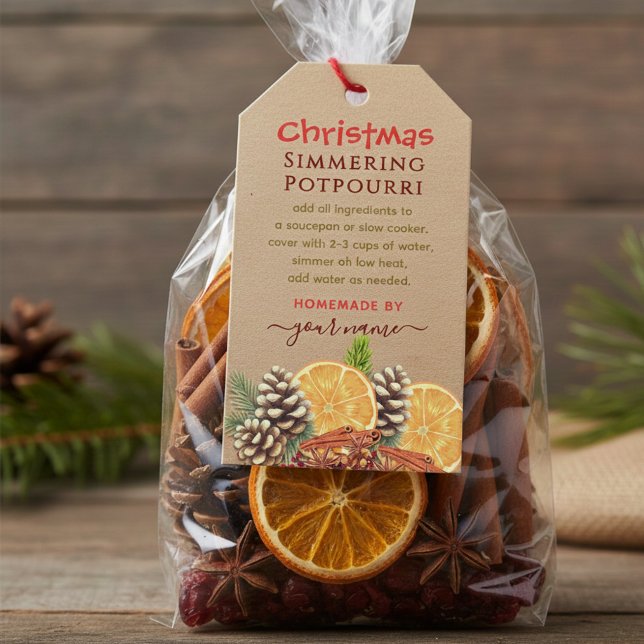 Étiquettes-cadeau Rustic kraft Christmas  Simmering Potpourri  (Créateur téléchargé)