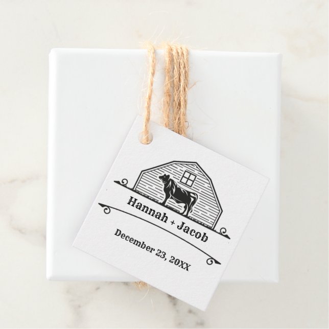 Étiquettes Cadeau Rustic Ranch Western Country Cowboy Mariage (En situation)