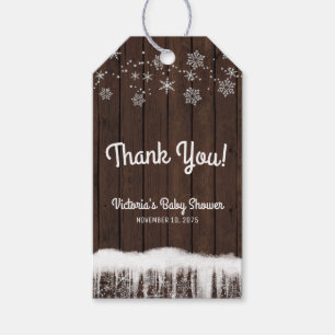 Étiquettes-cadeau Rustic Snowflake Boy Baby shower Favoriser Tags