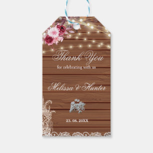 Étiquettes-cadeau Rustic String éclaire le Mariage de dentelle de re