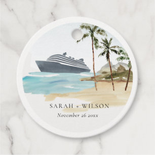Étiquettes Cadeau Rustic Tropical Beach Cruise Palm Mariage