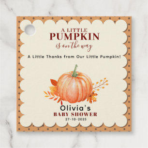 Étiquettes Cadeau Rustic un petit Citrouille mignon Baby shower auto